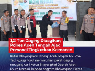 1,2 Ton Daging Dibagikan, Polres Aceh Tengah Ajak Personel Tingkatkan Keimanan