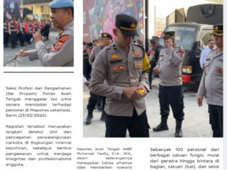 Polres Aceh Tengah Gelar Tes Urine Mendadak, Pastikan Personel Bebas Narkoba