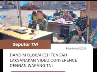 Dandim 0106/Aceh Tengah Laksanakan Video Conference Dengan Wapang TNI 