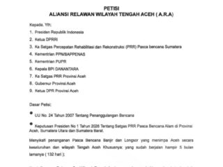 Relawan Aceh Tengah Layangkan Petisi Nasional, Desak Percepatan Rehabilitasi Pascabencana.