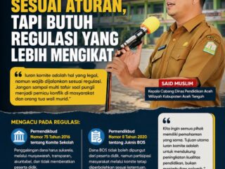 “Legal Tapi Disalahpahami: Kacabdin Aceh Tengah, Said Muslim Minta Hentikan Stigma Pungli Iuran Komite”