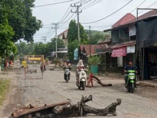 Kesal Jalan Tak Kunjung Diaspal, Warga Meukek Blokir Ruas Nasional dengan Kayu dan Ranting