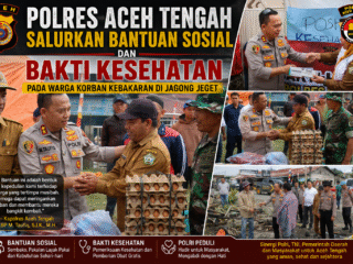 Polres Aceh Tengah Salurkan Bantuan Sosial dan Bakti Kesehatan Pada Warga Korban Kebakaran di Jagong Jeget