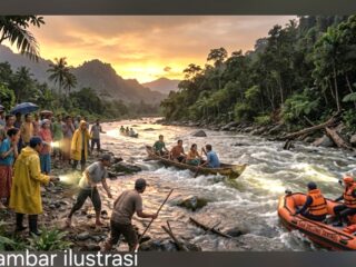 Hendak Menyeberangi Sungai, Warga Delung Sekinel Hilang Terbawa Arus
